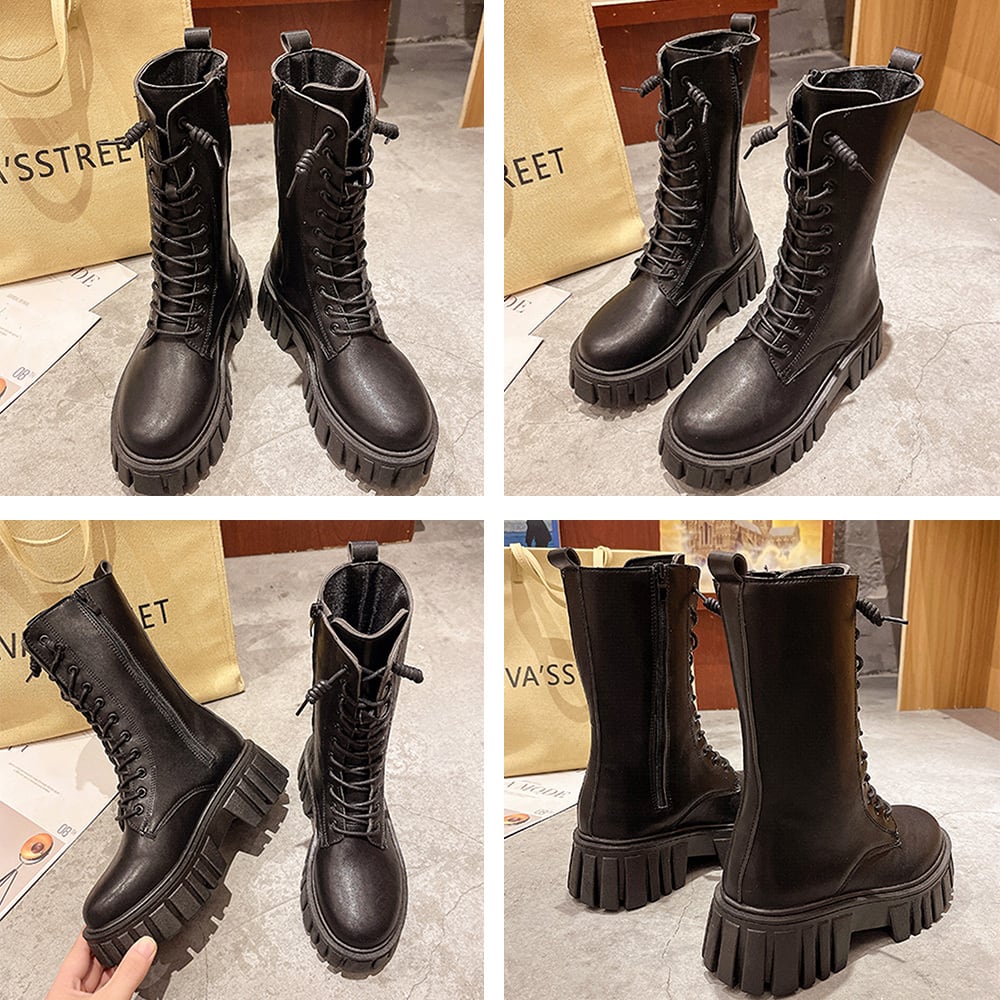 サイドファスナー レースアップ ミドルブーツ レディース ミリタリー おしゃれ 厚底 かっこいい きれいめ 大人 ストリート 大人可愛い 大人女子