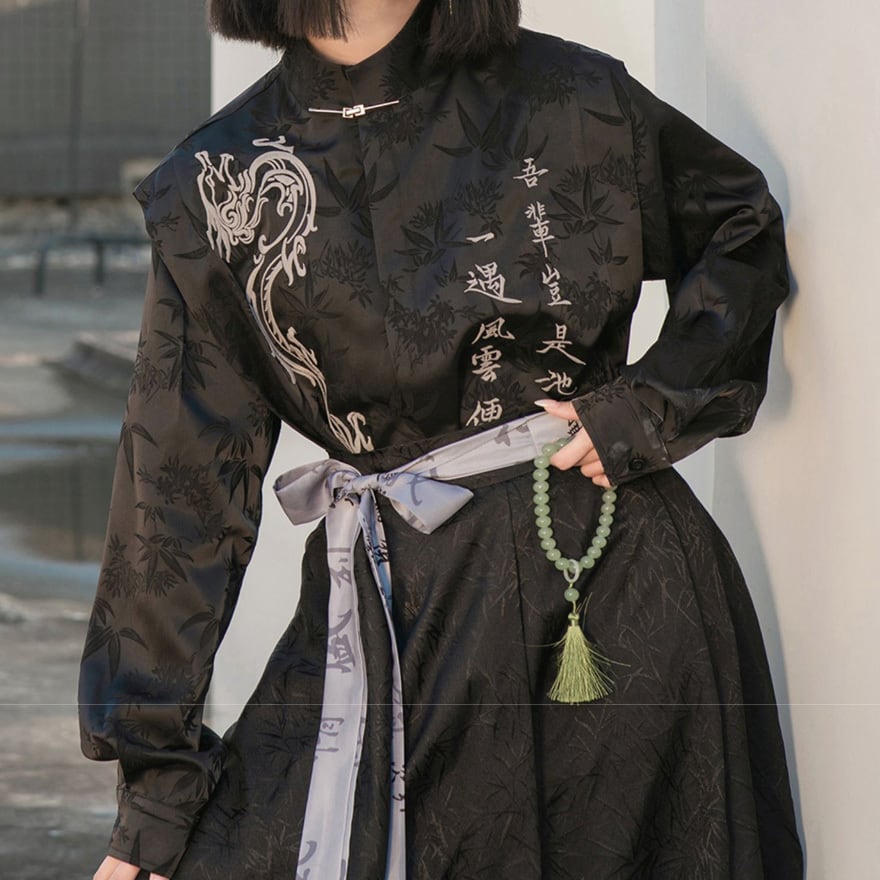 チャイナ風 羽織り 長袖トップス ジャケット 龍刺繍 ドラゴン 闇