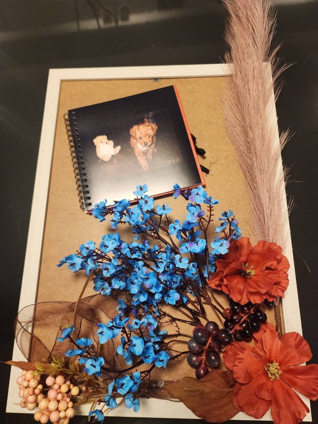 造花アレンジ　フレームシリーズ　ブルー