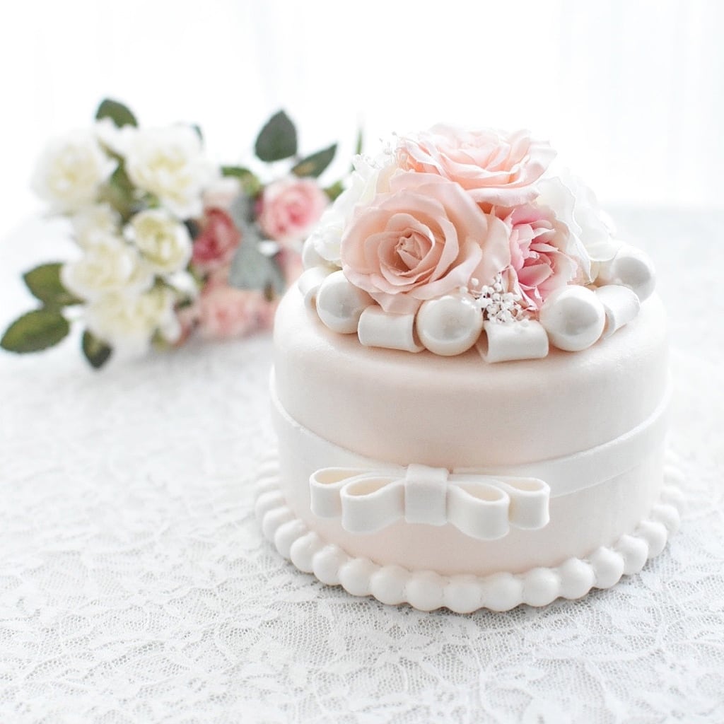 クレイフラワー バラの作り方 DIY Craft Clay Rose Cake Gift Box 小花