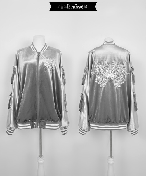 Messy Bonesベロアスカジャン【Silver】