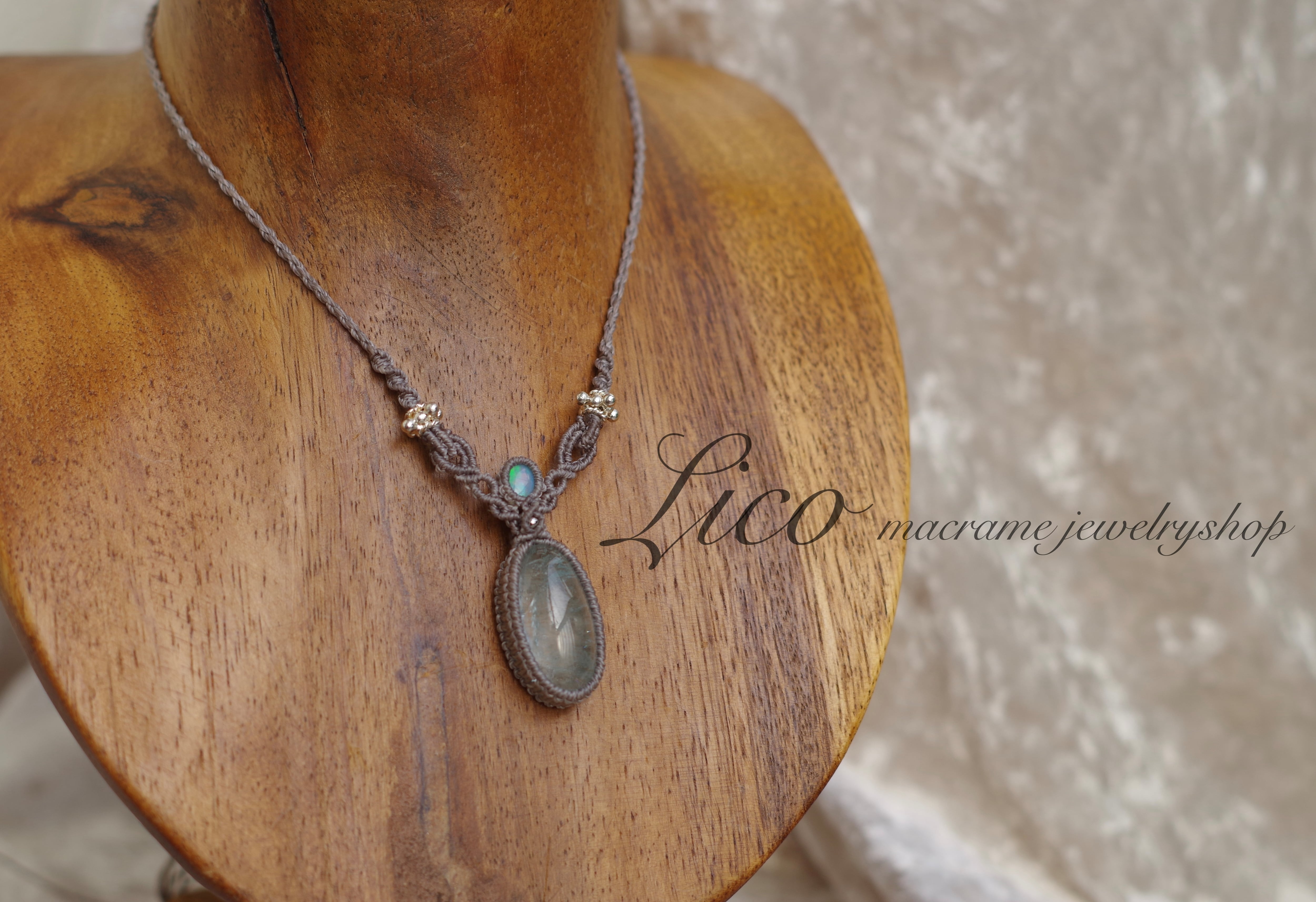 宝石箱ネックレス②aquamarine×opal
