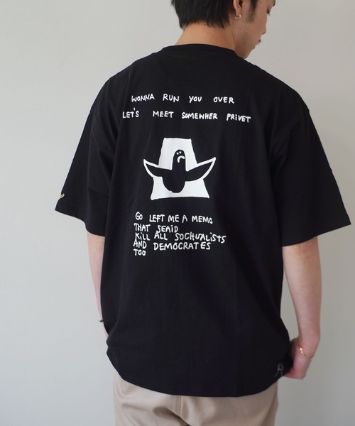 MARK GONZALES (マークゴンザレス) アートプリントビッグシルエット  Tシャツ 2G7-11344 ブラック