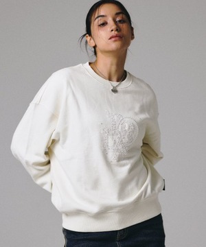 [PRENDA] BEADED APPLIQUE SWEATSHIRT WHITE