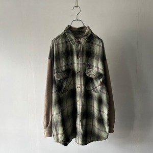 -UNIONBAY-  90's Sweatshirt switching shadow check shirt