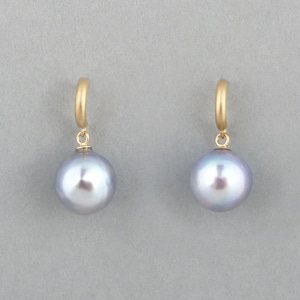Akoya baroque pearl stud pierce 〈Natural gray〉