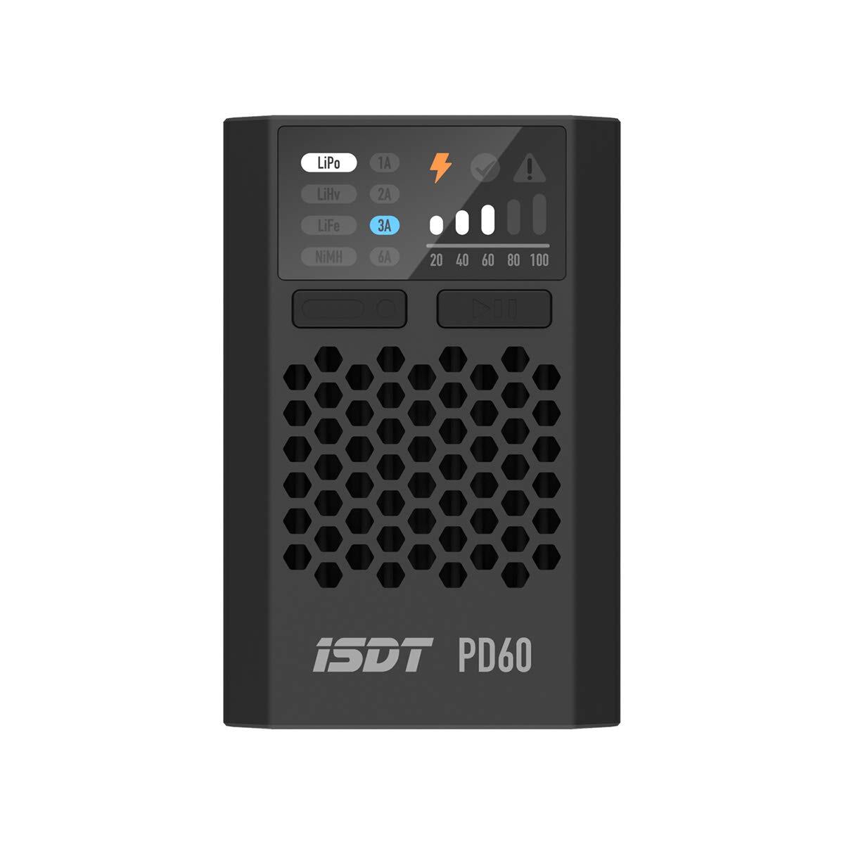 【特価処分】ISDT PD60 XT60コネクタ 60W 6A バッテリーバランス充電器 Type-C 入力 1-4S Lipoバッテリー Life Lilon LiHv Pb NiMH XT60用