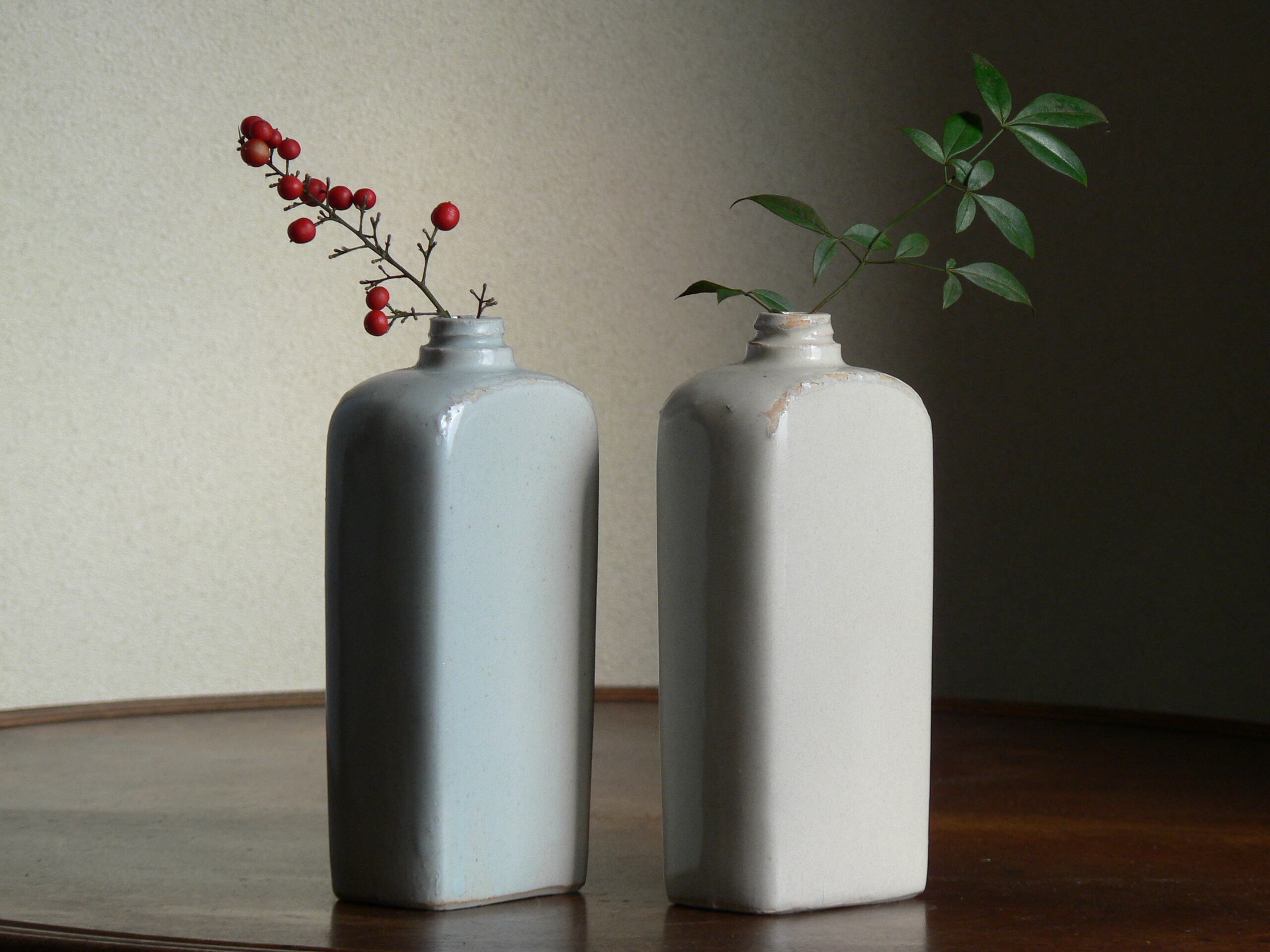 1940~46】日本 昭和初期 統制陶器 花瓶 寒色 | 八朔堂