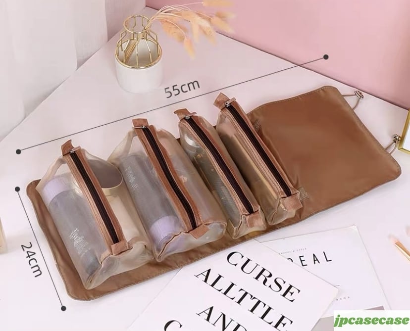 巻き型コスメポーチ メイクボックス 大容量 多機能 仕切り 7色