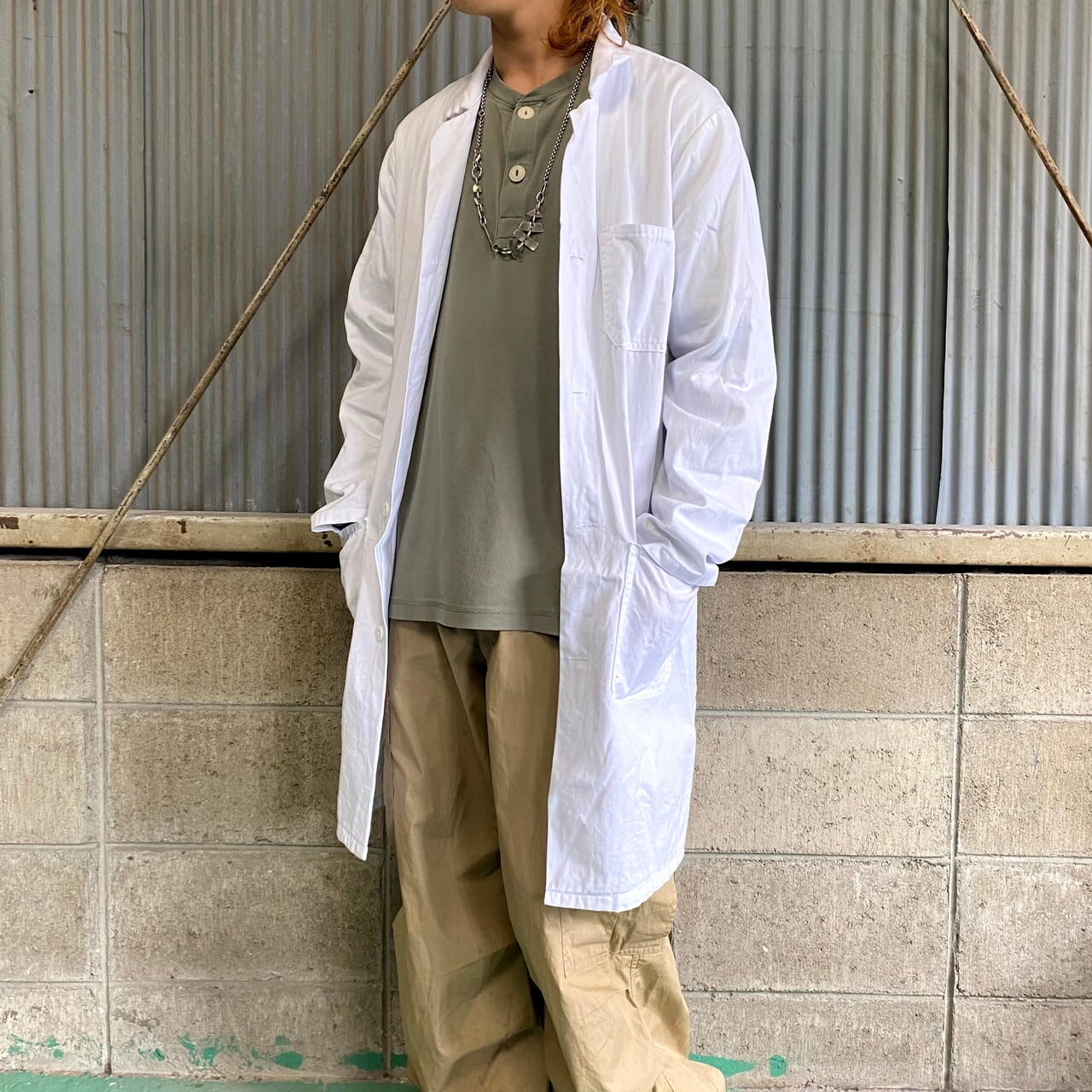 vintage shop coat 雰囲気系　ワークコート ショップコート 白