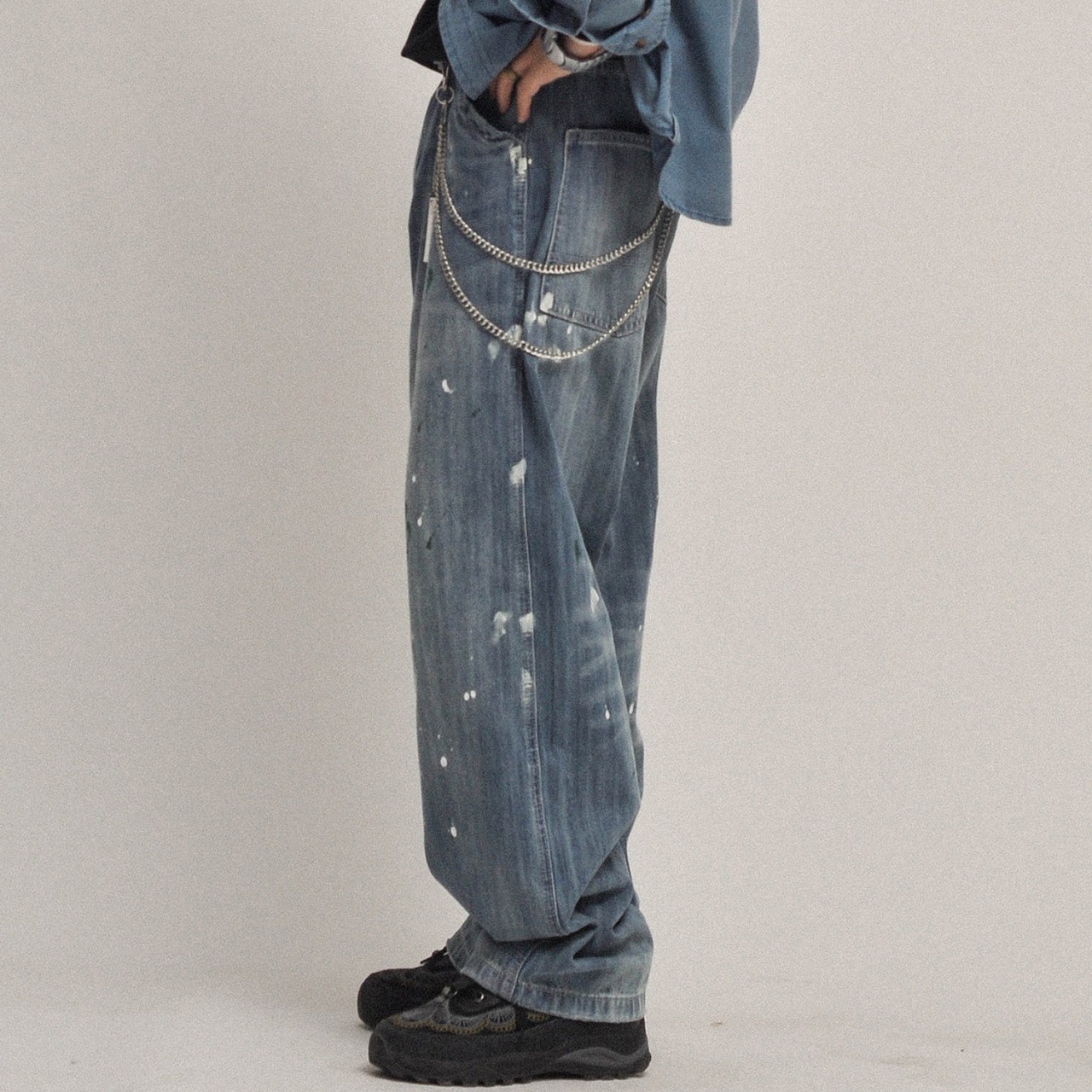 ペイントスプラッシュ・ワイドデニム N3604 - 9