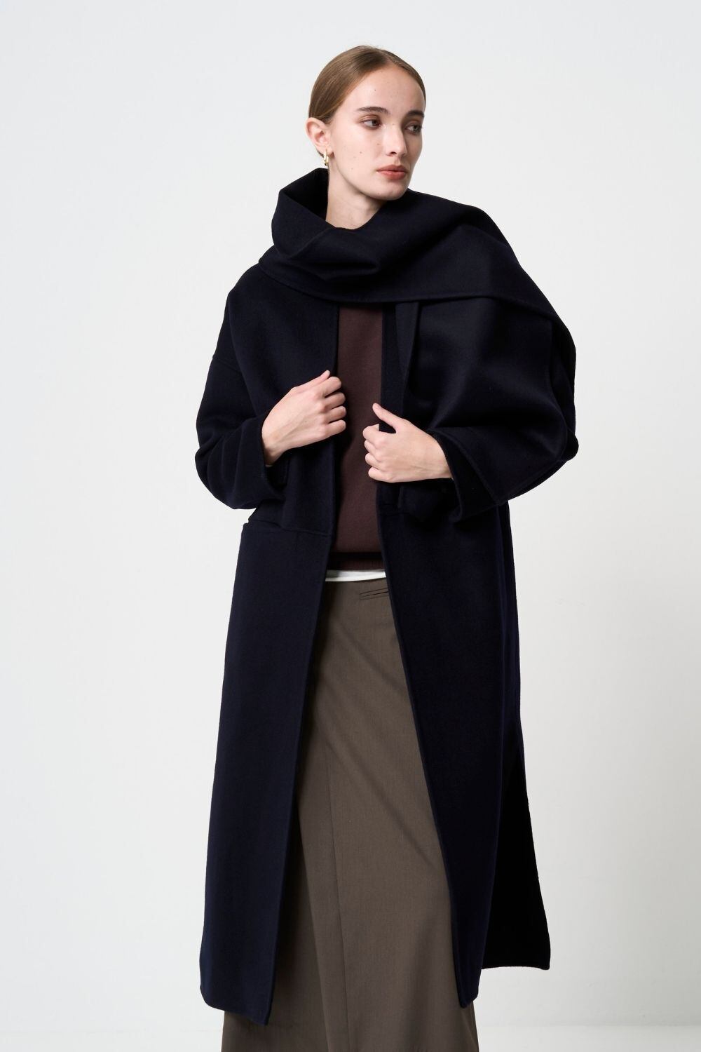 残りわずか Wool River Tailored Coat - Dark Navy | seven dot