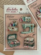フランス 輸入デザインボタン アトリエ・ボヌール・ドゥ・ジュール Atelier Verveine アトリエバーベナ ミシン ボタン 糸巻き他 スクラップブッキング クラフト素材 カルトナージュ