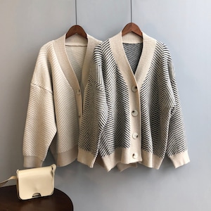 herringbone knit cardigan N30114