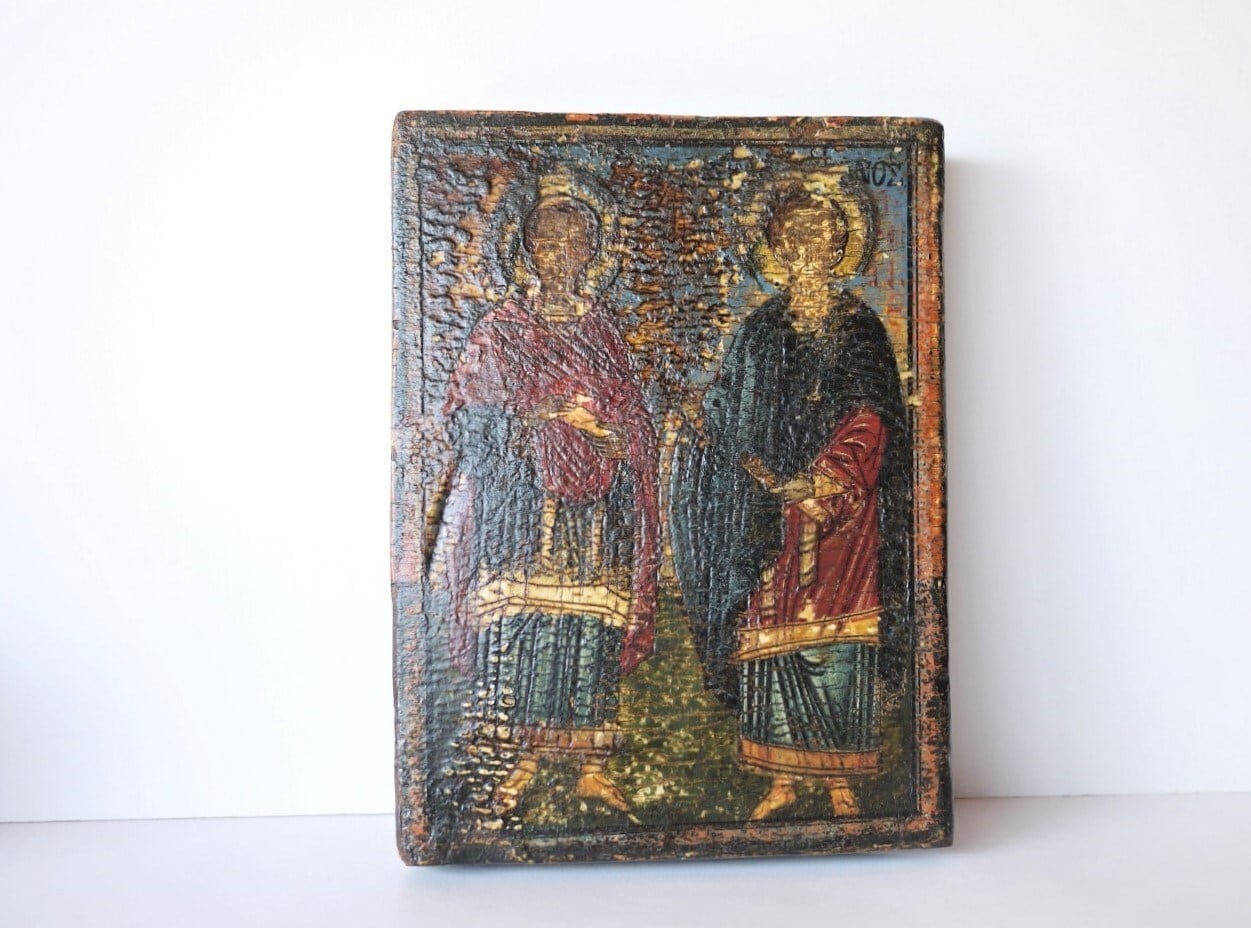 イコン画 壁掛板絵 教会信仰崇敬肖像 聖ペテロ&パウロ