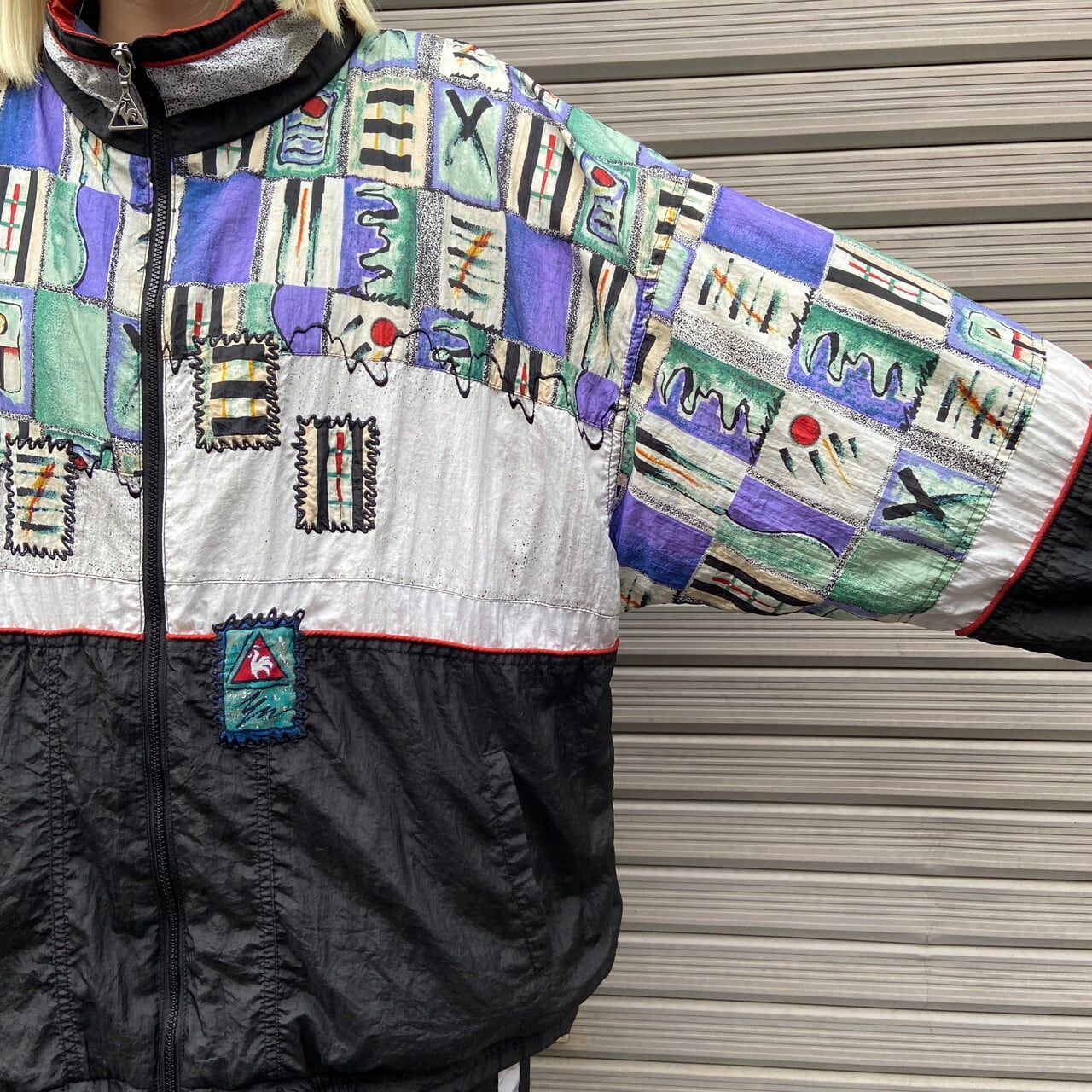 90年代 le coq sportif ルコック スポルティフ 柄切替 ナイロン  