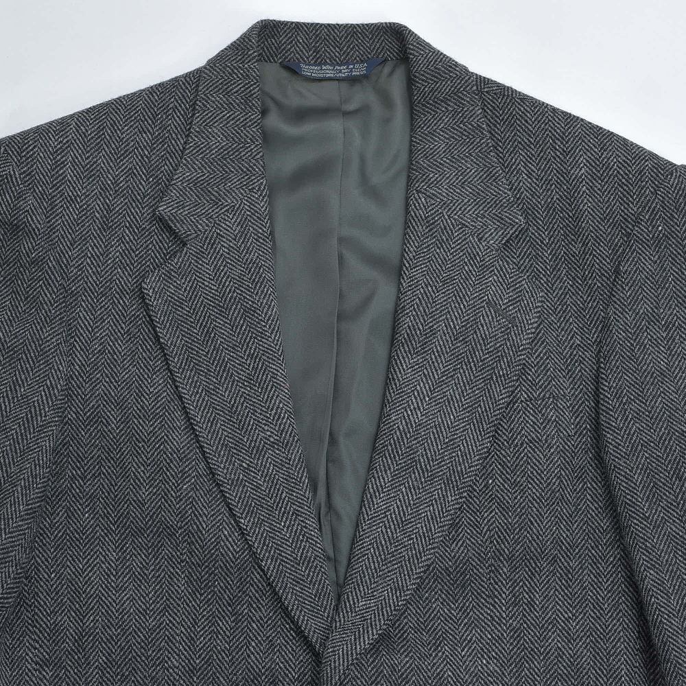 90s USA製 LANDS' END ランズエンド ヘリンボーン ストライプ ウール