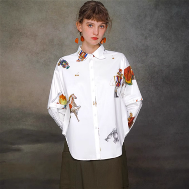 【Camoooni】レトロプリントシャツ 2color 10828