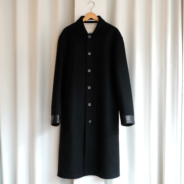 JIL SANDER 19AW WOOL / LEATHER LONG COAT