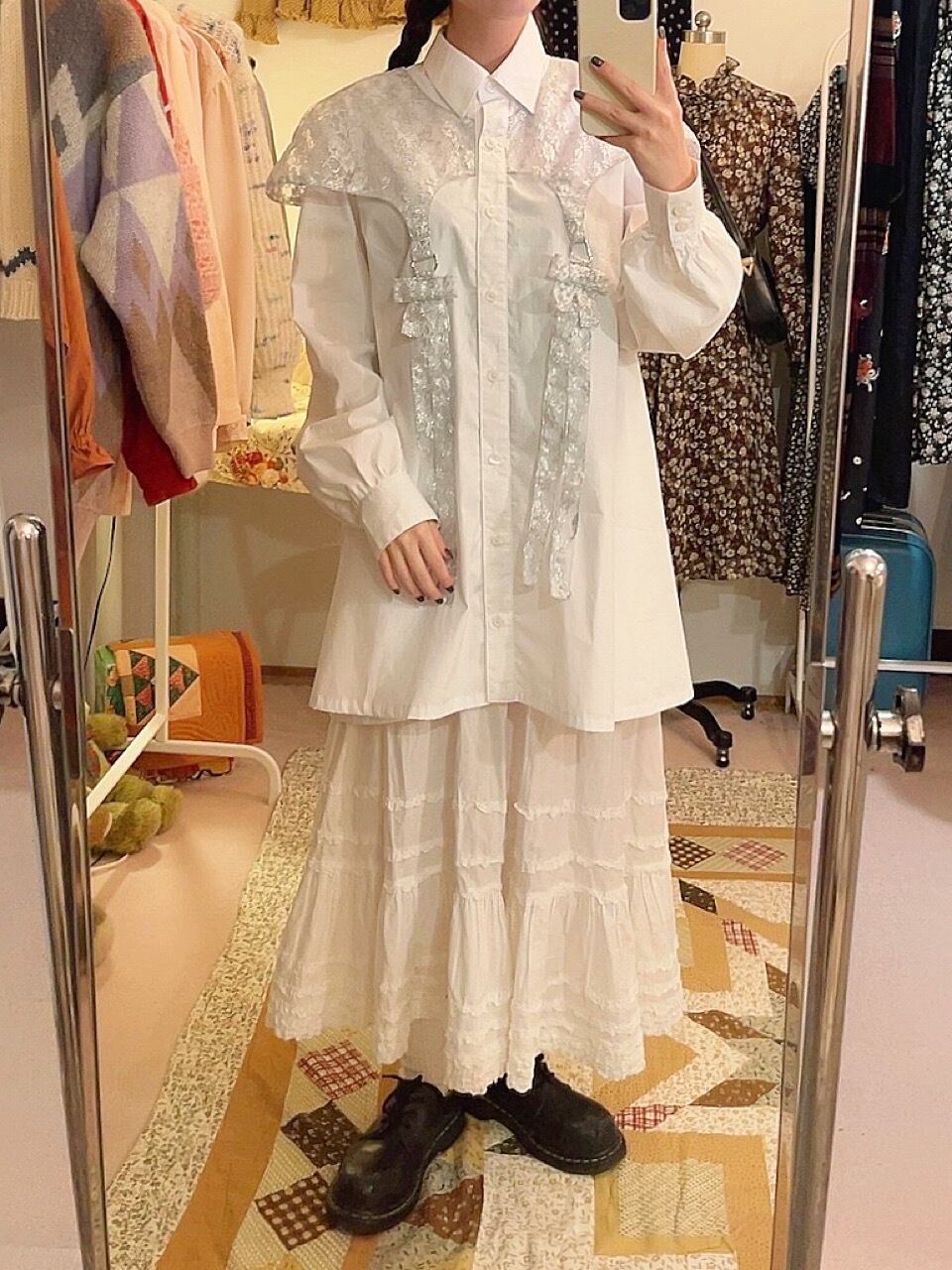 original : spark ribbon shirt mini one-piece