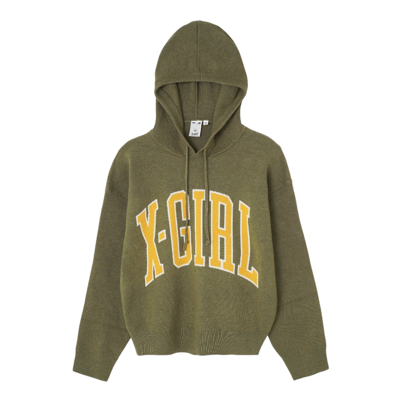 【X-girl】COLLEGE LOGO KNIT HOODIE 【エックスガール】