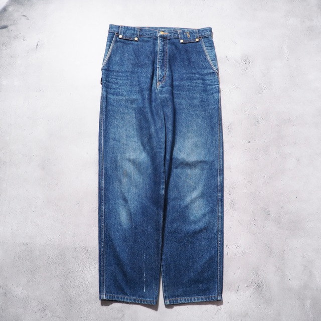 1980s " TRUSSARDI " Luxury Gold Decoration vintage Denim pants