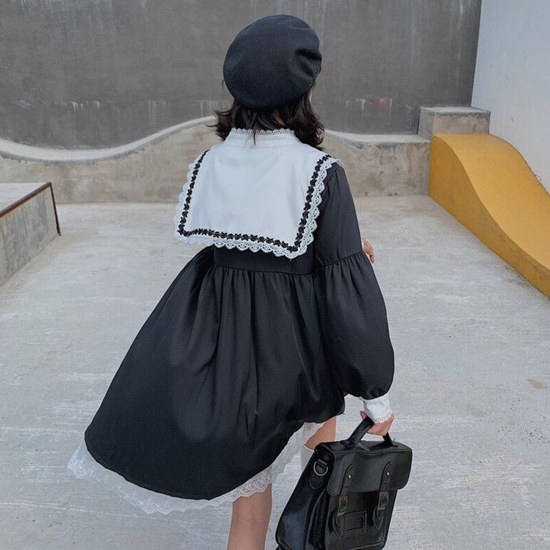 ダーク葬儀ステッチレーススカート小さなかわいい2020年春秋新作レディースミドル丈ドレス 萌量不足55680420371