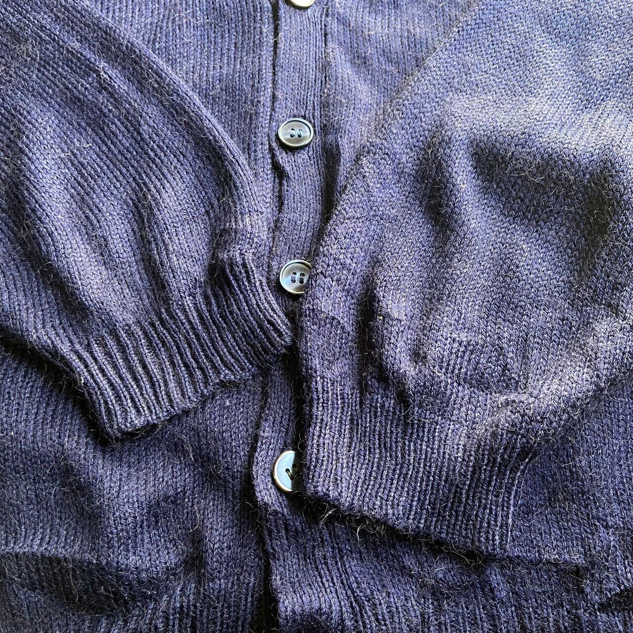 ウール アクリル ニットカーディガン メンズxl相当 古着 ネイビー 紺 ニットセーター Sa24 Cave 古着屋 公式 古着通販サイト