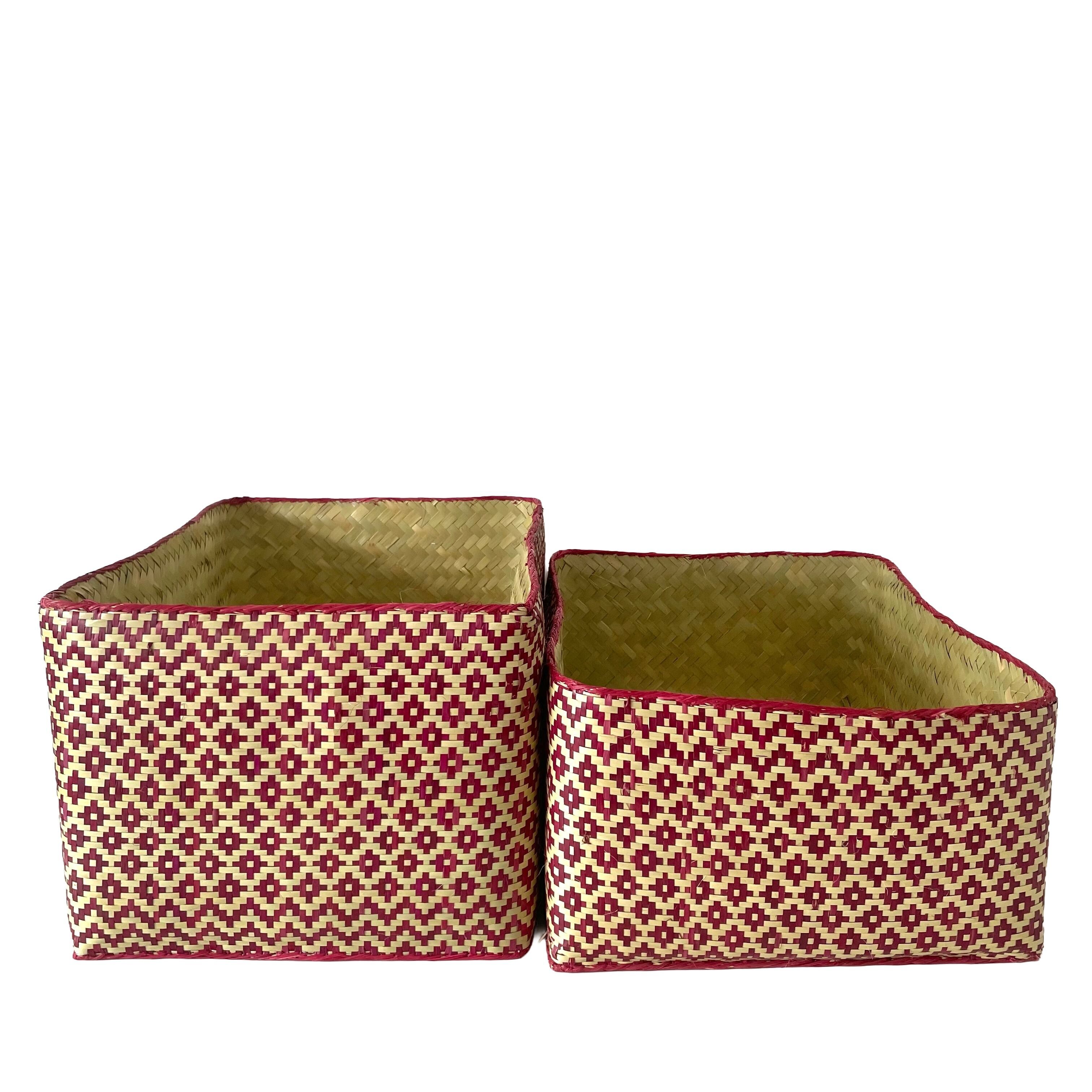 Rectangular colourful basket LL w41cm×30cm×h25cm四角カラフル蓋付き