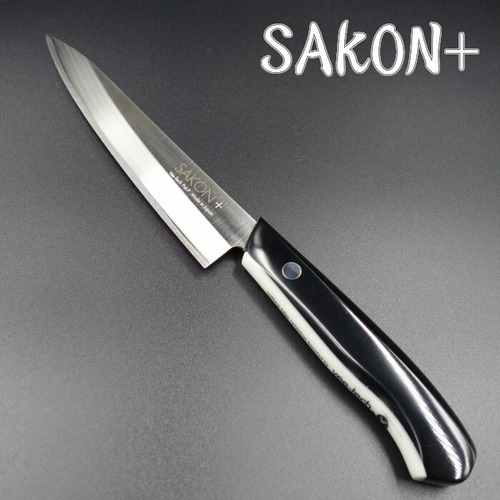 SAKON+ 包丁 ペティナイフ 片刃 135mm 左近プラス 土佐刃物 vee-tech メタクリル人工大理石柄