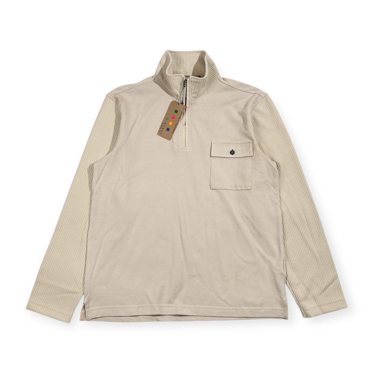 新品 タグ付き G-stage ジーステージ ハーフジップ プルオーバー M/ライトベージュ系 メンズ　