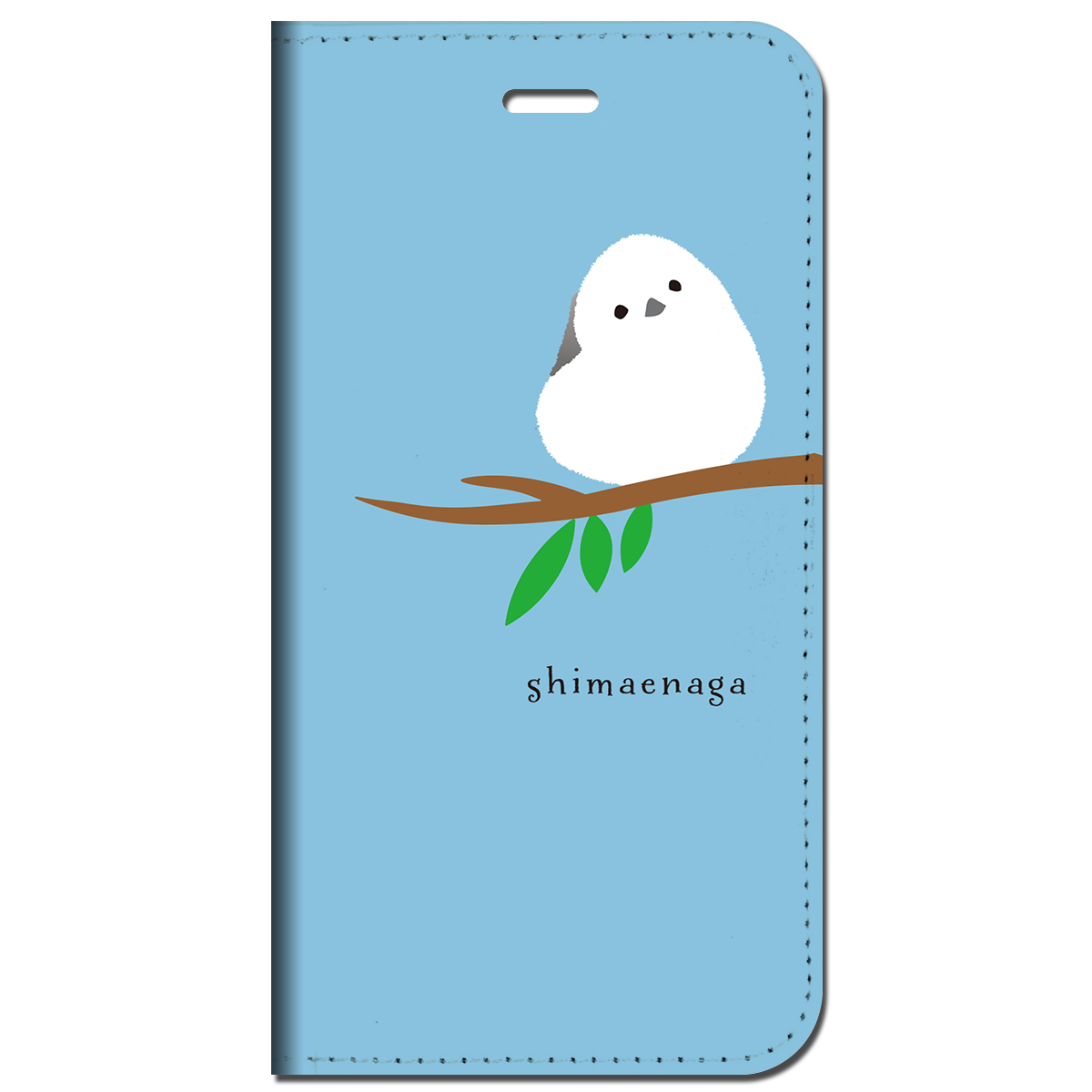 iPhone対応 スマホ 手帳型ケース 小枝に振り向き シマエナガと仲良し イラスト 鳥キュート デザイナーズ 動物 【iPhone17 / iPhone16 / iPhone16e / iPhoneSE 他 iPhone各機種対応】 st71