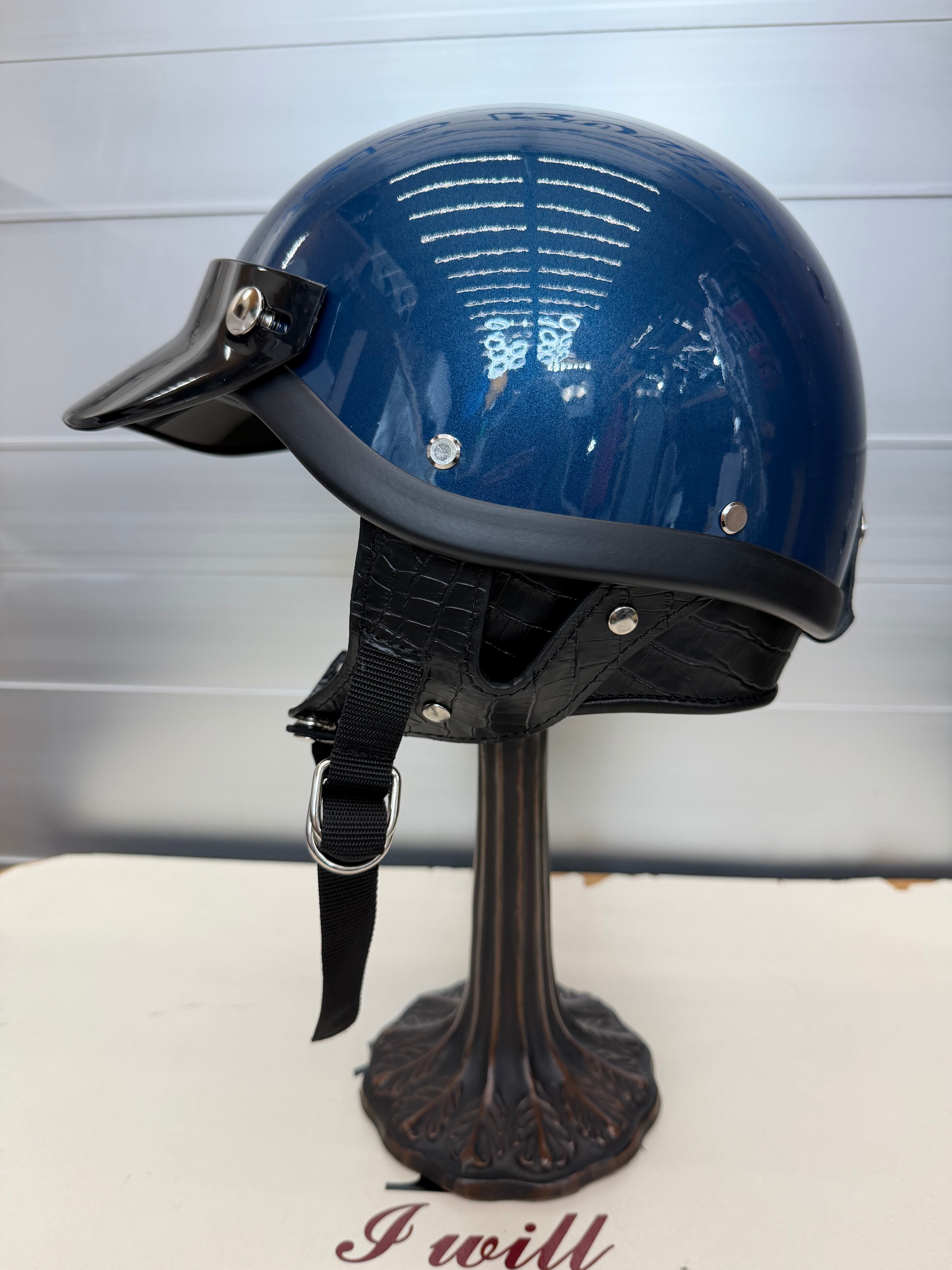 オーシャンビートル OCEANBEETLE ショーティー4 別注ダークブルーメタリック 各サイズ有り Wストラップstyle 本皮クロコダイル調型押し仕様 (鑑賞用.コレクション) インナーサテン仕様! 送料無料!