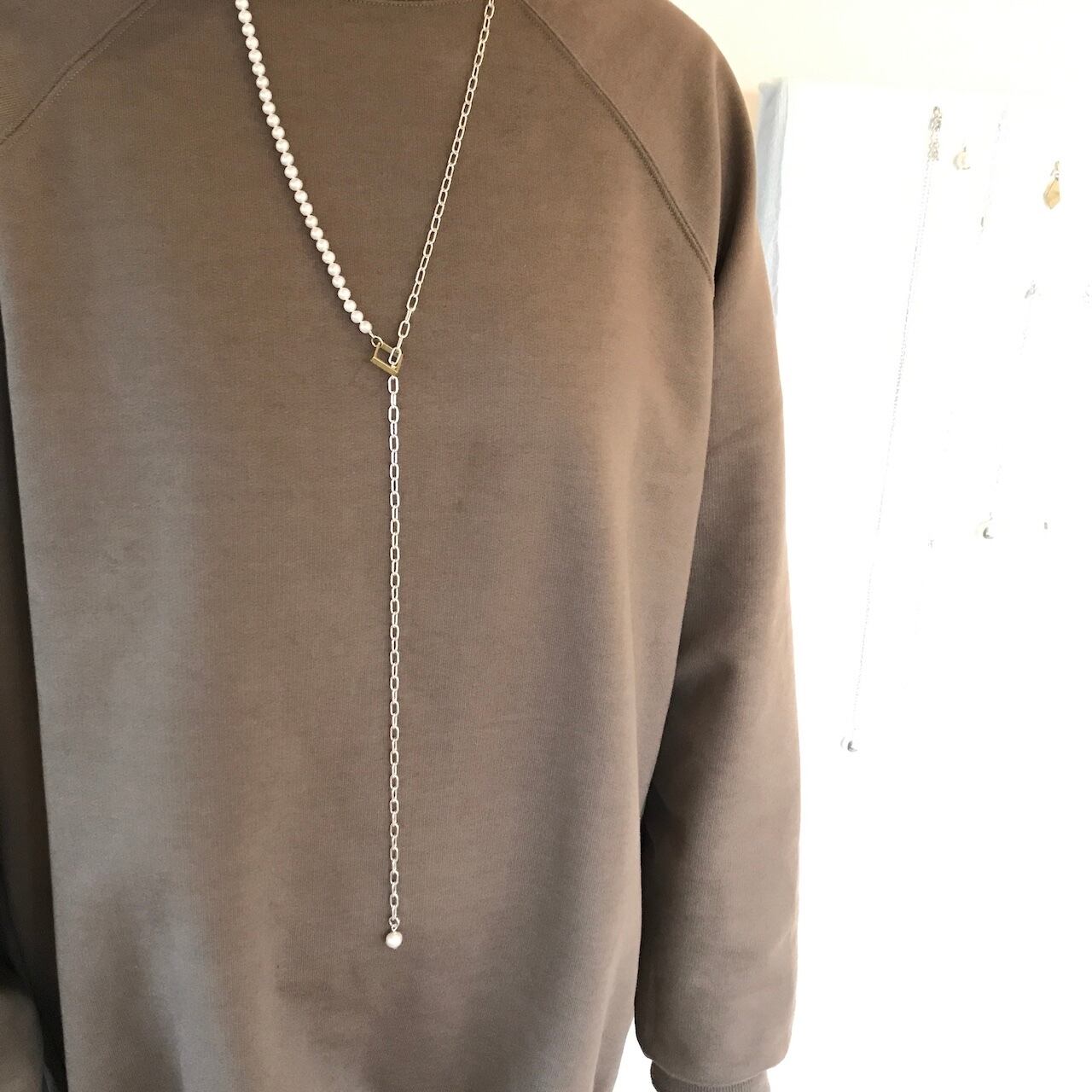 unisex line pearl necklace long (UN PeN-1,3)