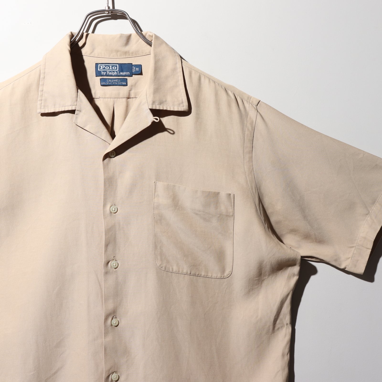 美品 M 完全無地 シルクコットン ベージュ Caldwell ポロラルフ 