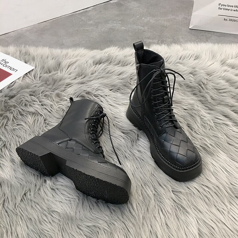 レッド薄手ブーツオータムサイドジッパー 靴 シューズ 秋物 スクウェア フェイクシューズ2035195857