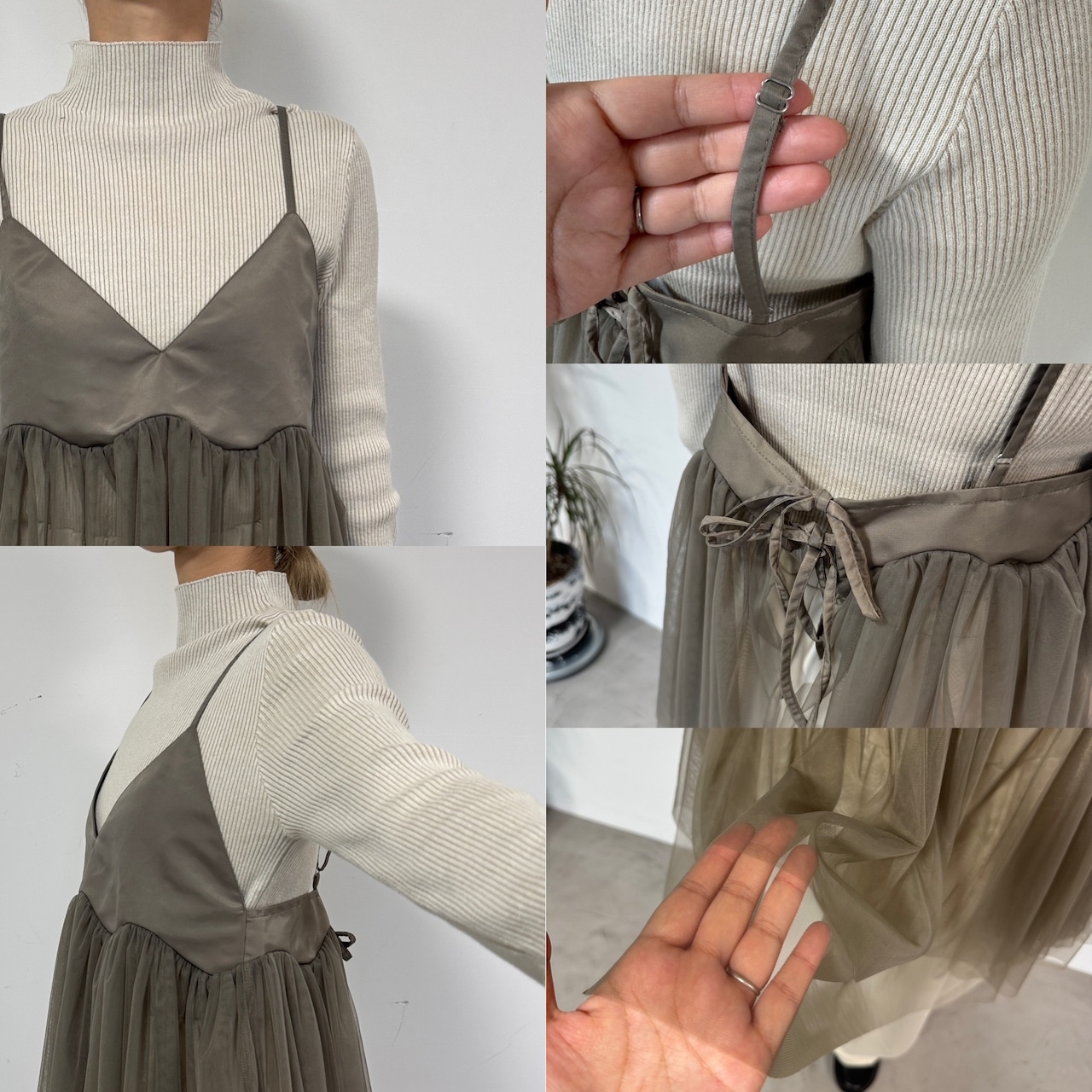 ランダムチュール異素材bustier/グレージュ