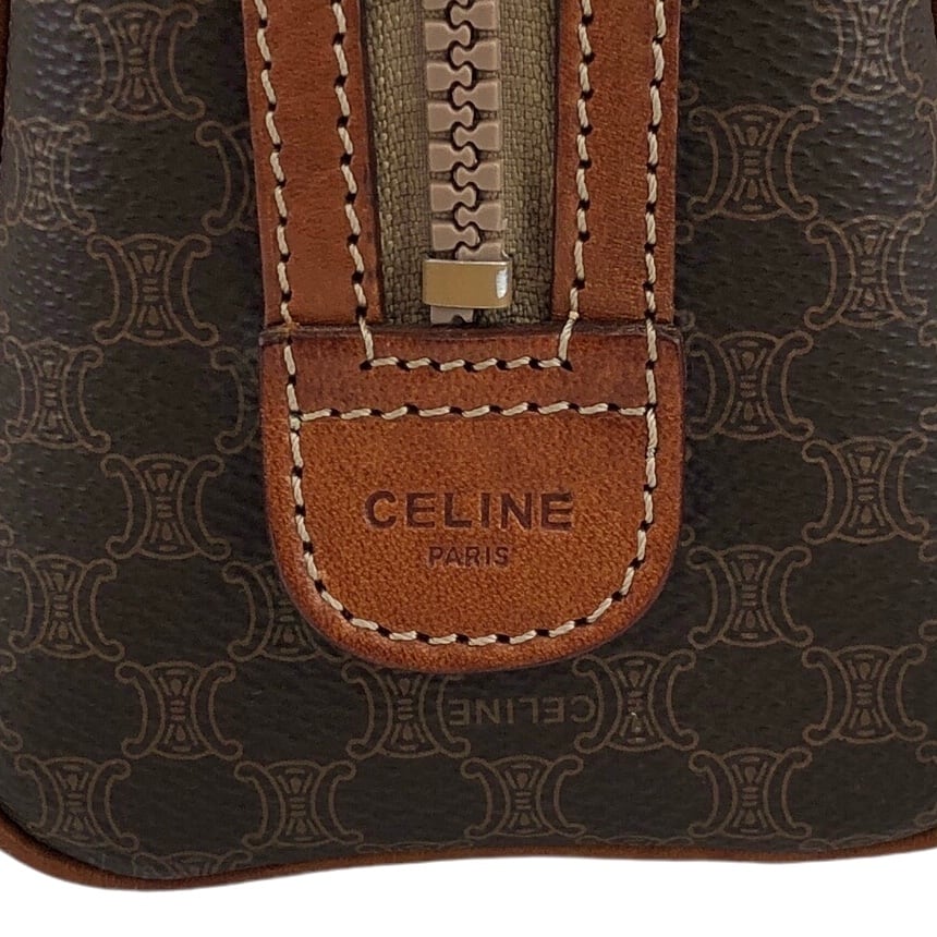 CELINE セリーヌ マカダム ハンドバッグ ブラウン 2Way ミニボストン