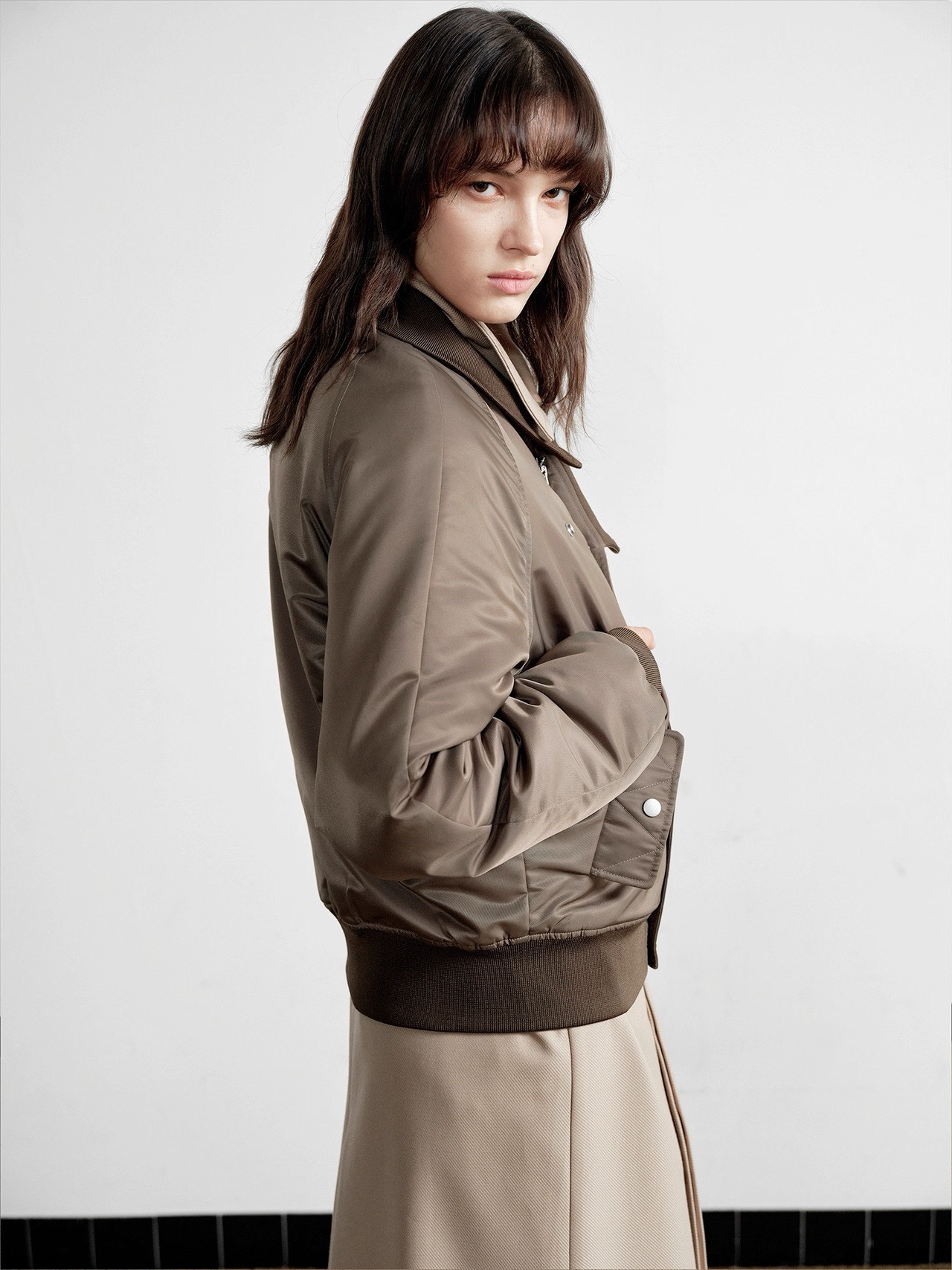 SLIGHT VOGUE Pilot Collar Bomber Jacket