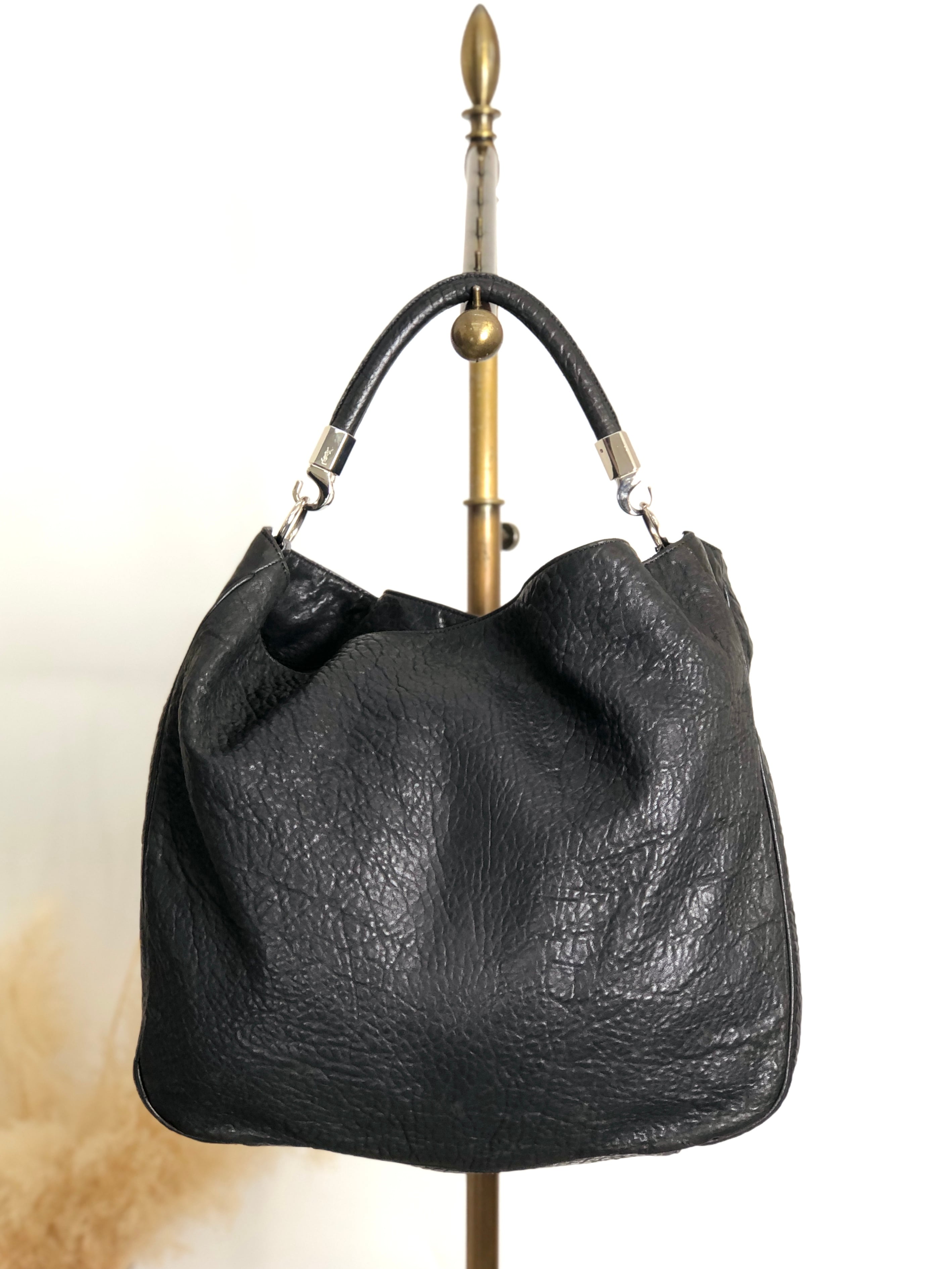 Yves Saint Laurent イヴ・サンローラン ショルダーバッグ ブラック YSL レザー ホーボーバッグ vintage ヴィンテージ オールド ib3ifn