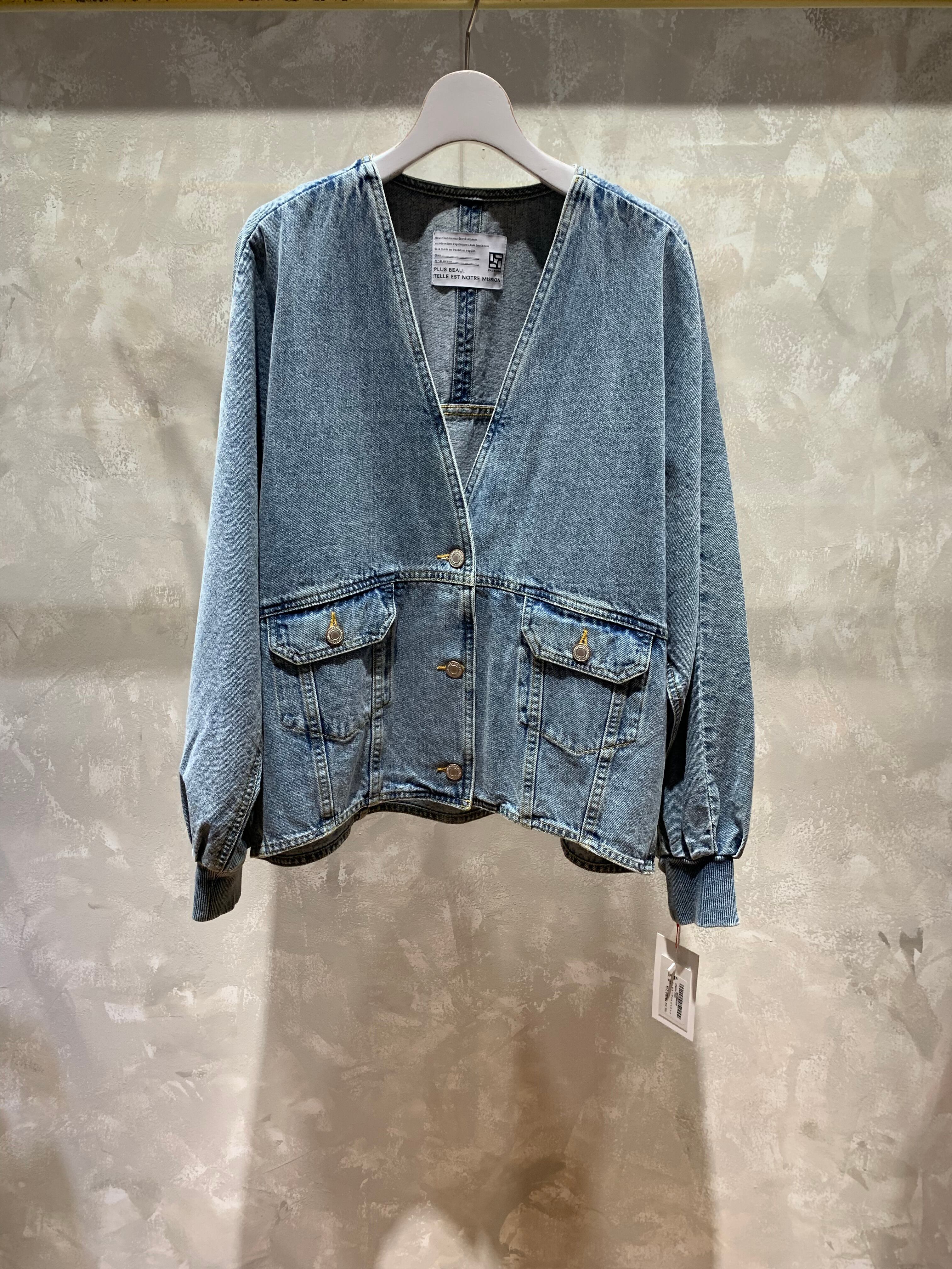 PASSIONE】ノーカラーデニムジャケット | LASHIC