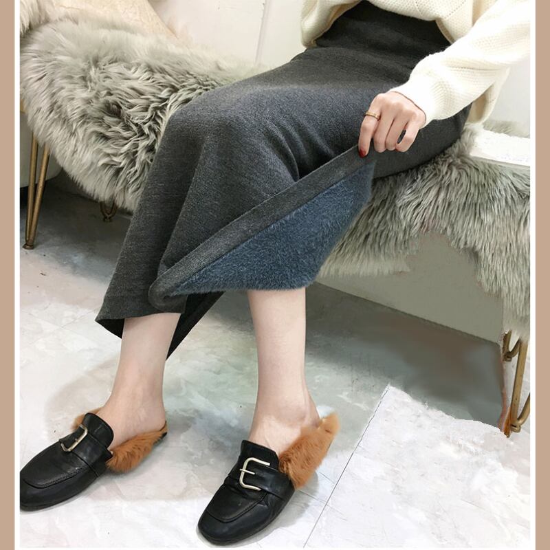 ベルベット裏地厚手ロングスカート E00457