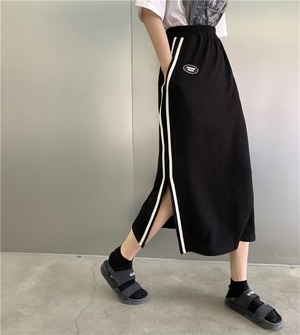 【韓国通販 dgo】high-waist casual slit black skirt（A0006）