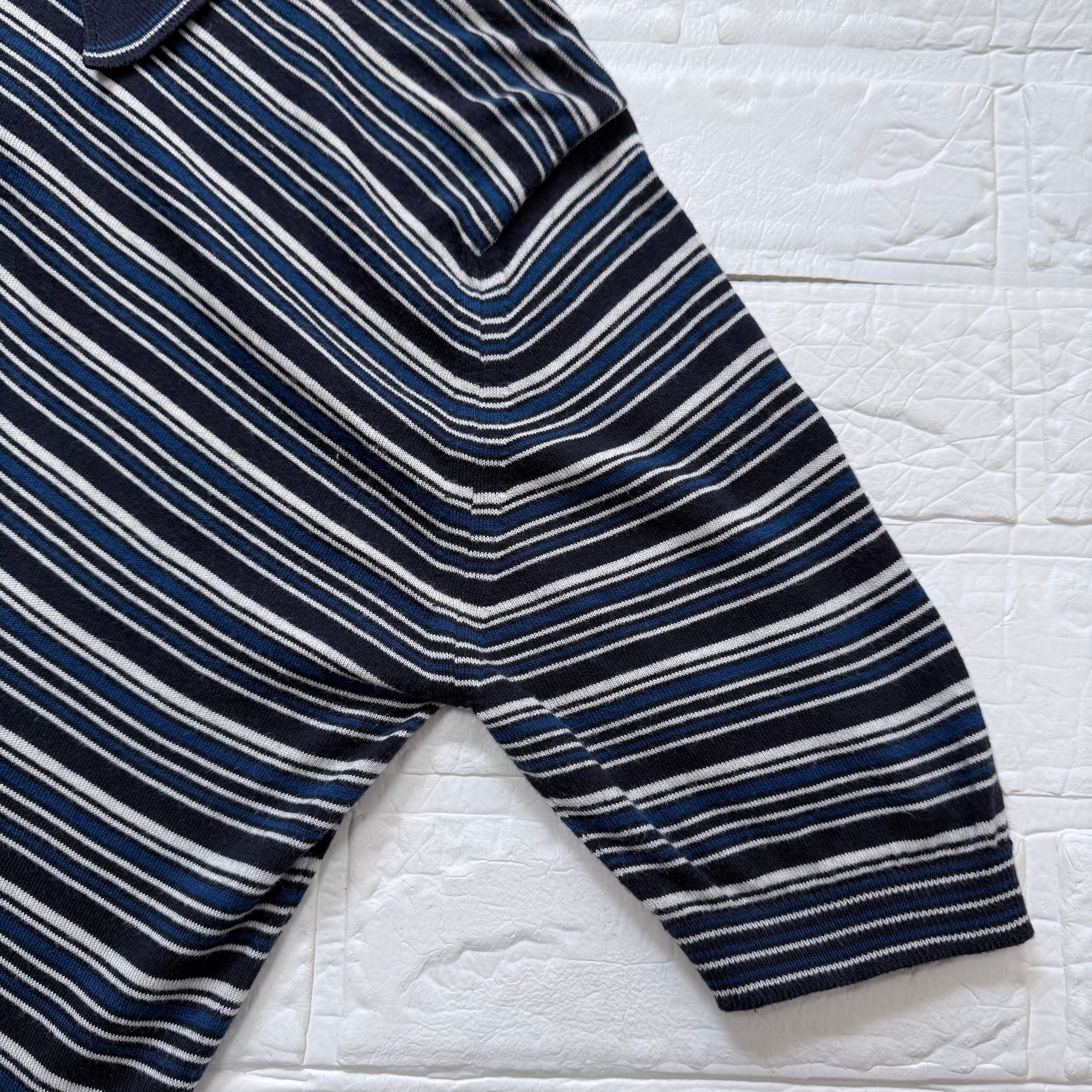ジョンスメドレー シーアイランドコットン ボーダー ニットポロ ネイビー S JOHN SMEDLEY 旧タグ シーアイランドコットン マルチボーダー 半袖