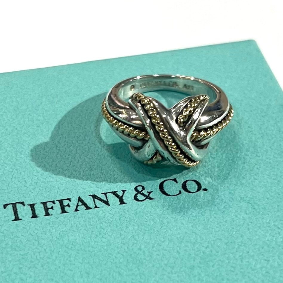 TIFFANY&CO.】【8号】2952 silver925× 18k コンビ シグネチャーリング