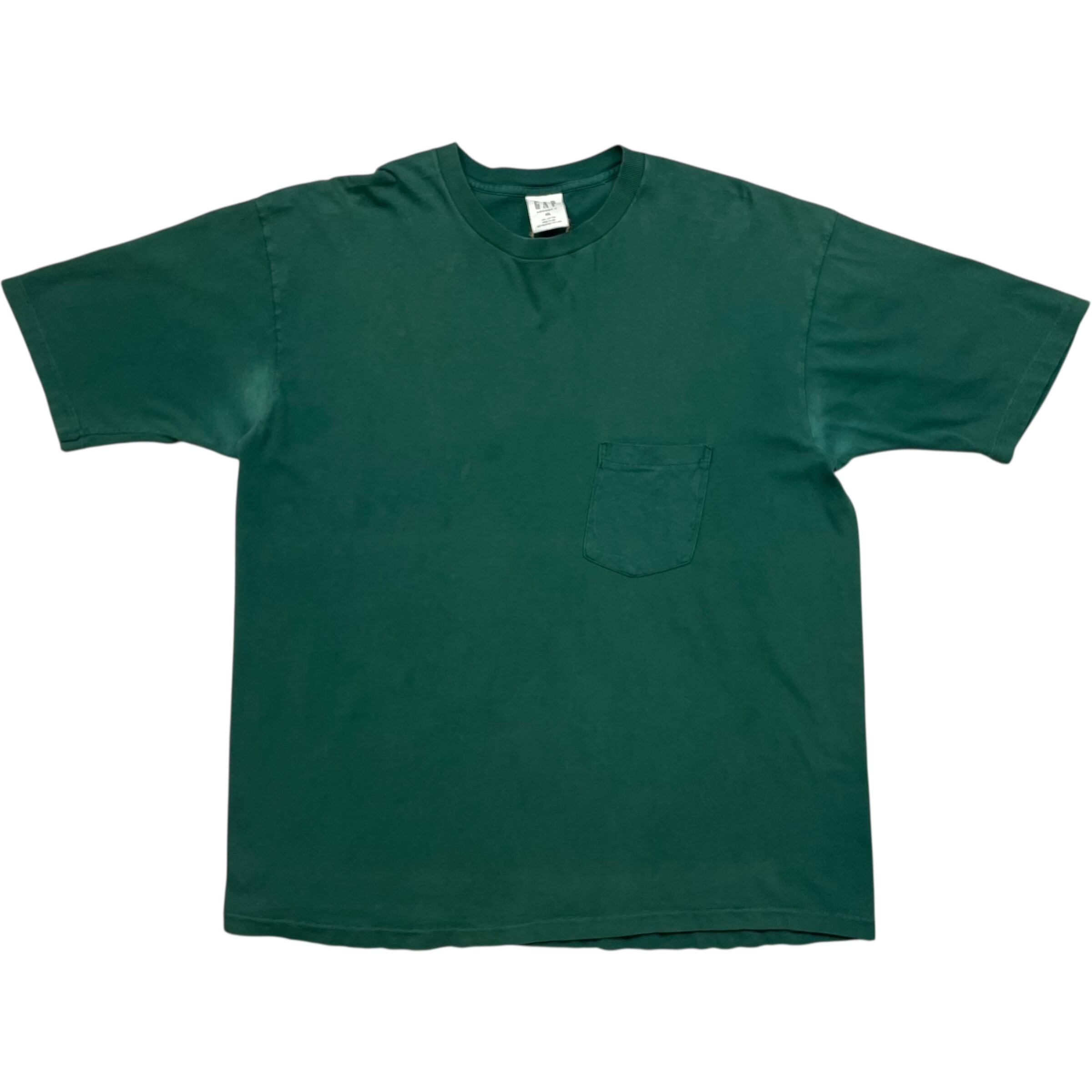《XL》OLD GAP オールドギャップ Tシャツ 胸ポケット 無地 シングルステッチ グリーン USA製 90年代 vintage no.7520