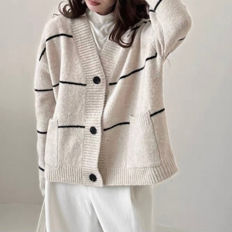 thin border knit pocket cardigan 101611