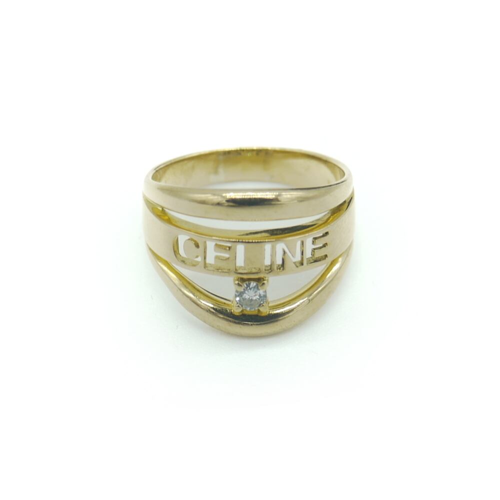 CELINE セリーヌ K18 ダイヤモンド デザインリング 18金 指輪 16号