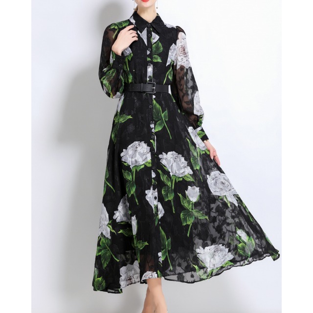 クラシックフローラルワンピース L1660