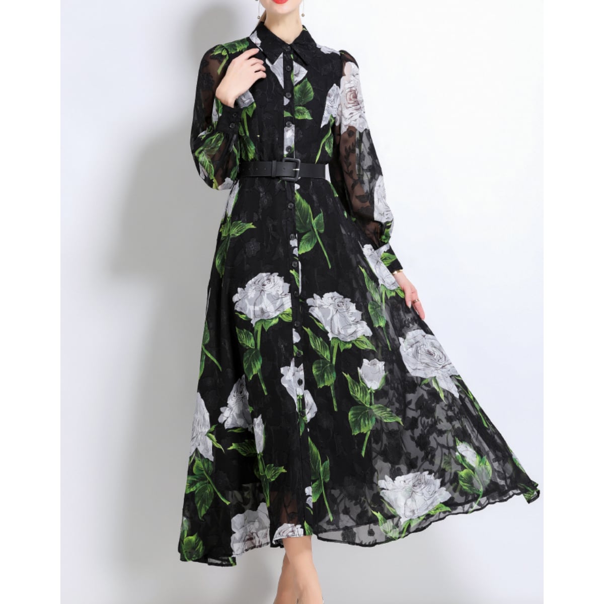 クラシックフローラルワンピース L1660